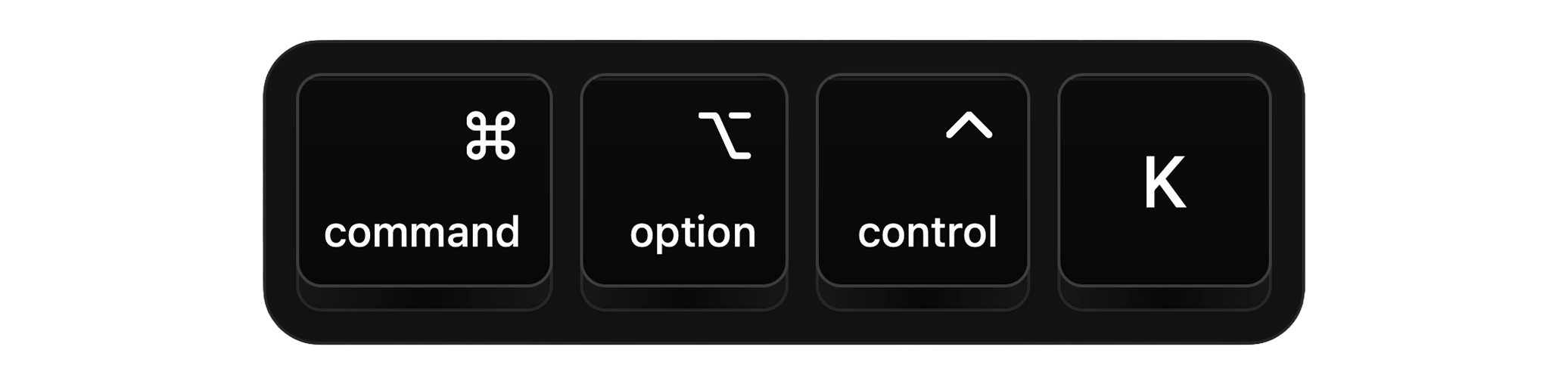 Command, Control, Option, and K keys shown as a keyboard shortcut.