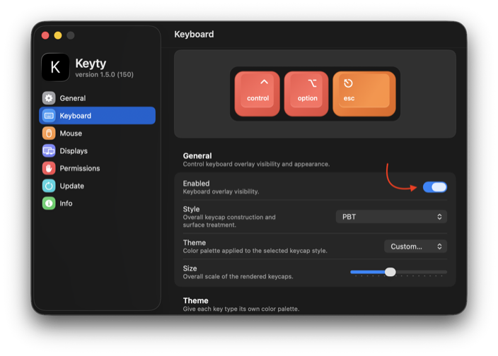 Keyty running natively on macOS